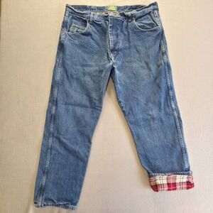 Cabela's Men's Flannel Lined Denim Straight Leg Blue Jeans Sz 40x30 Actual 38x29